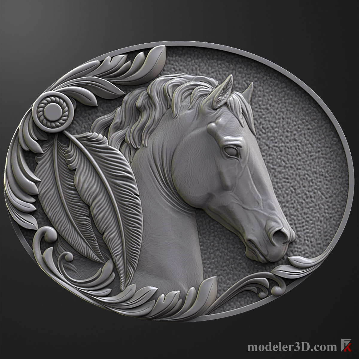 Horse Relief 3D Model for CNC