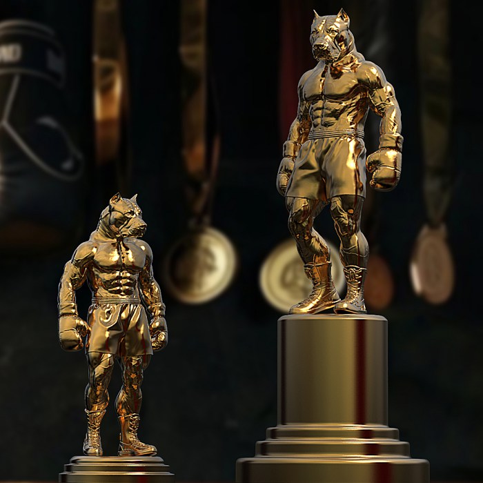 Pitbull award trophy for a boxer 3D model
