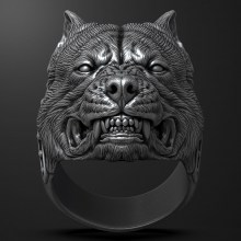 ring with angry pitbull head