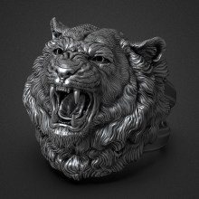 Tiger Head Ring 3D print model