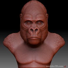 Горилла Gorilla Head for 3d printing, CNC milling