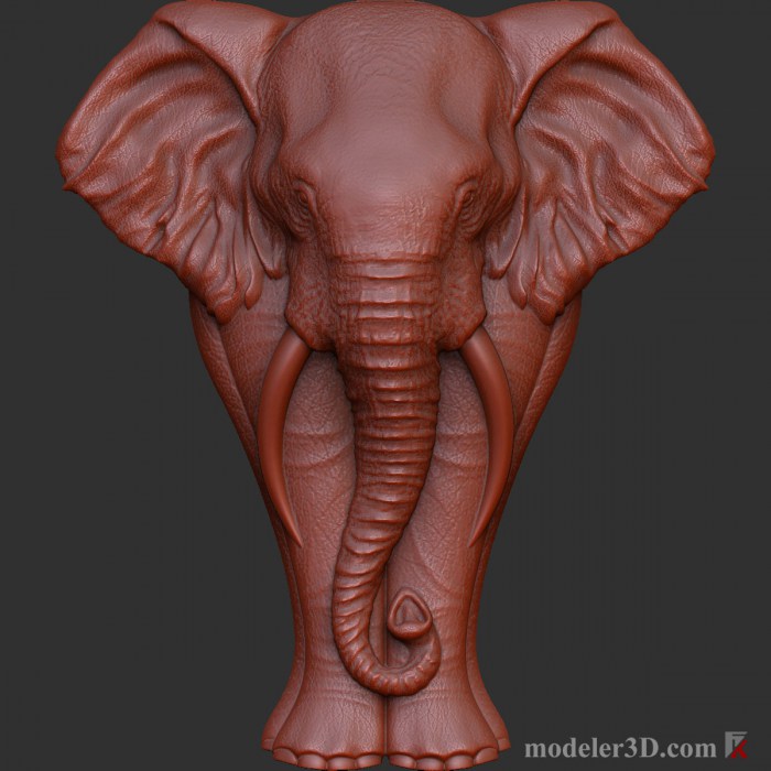 elephant Sculpture bas-relief 3d model