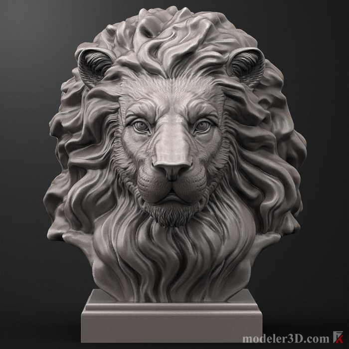 Lion Head Sculpture for 3d Printer