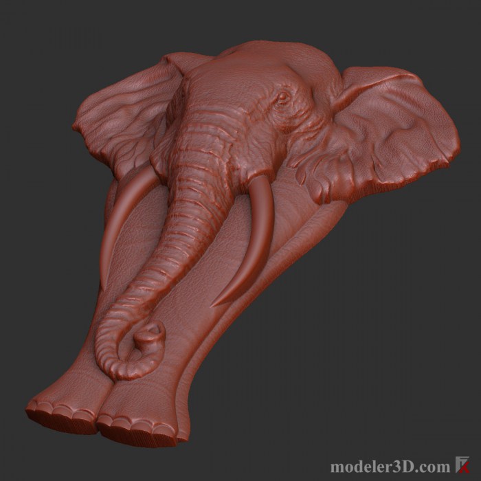 elephant Sculpture bas-relief 3d model