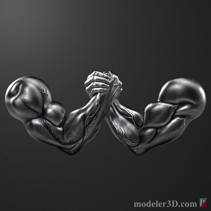 Arm wrestling two hands 3D model