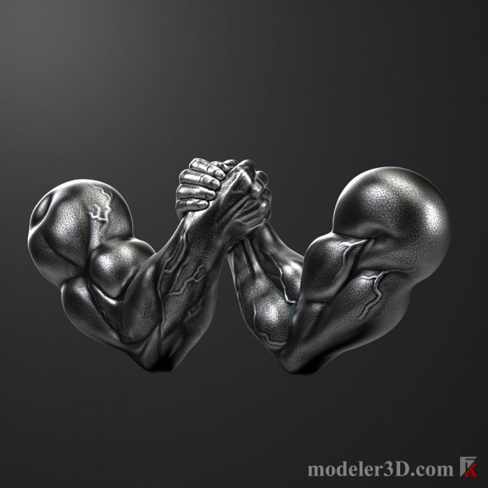 Arm wrestling two hands 3D model