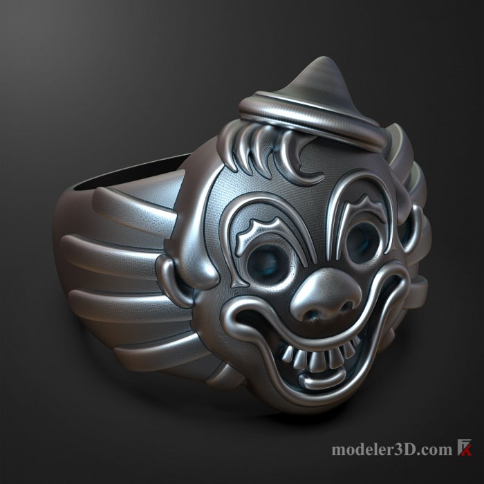 Clown Head Ring 3D Model