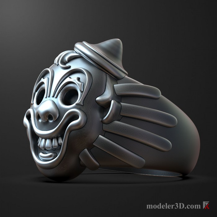 Clown Head Ring 3D Model