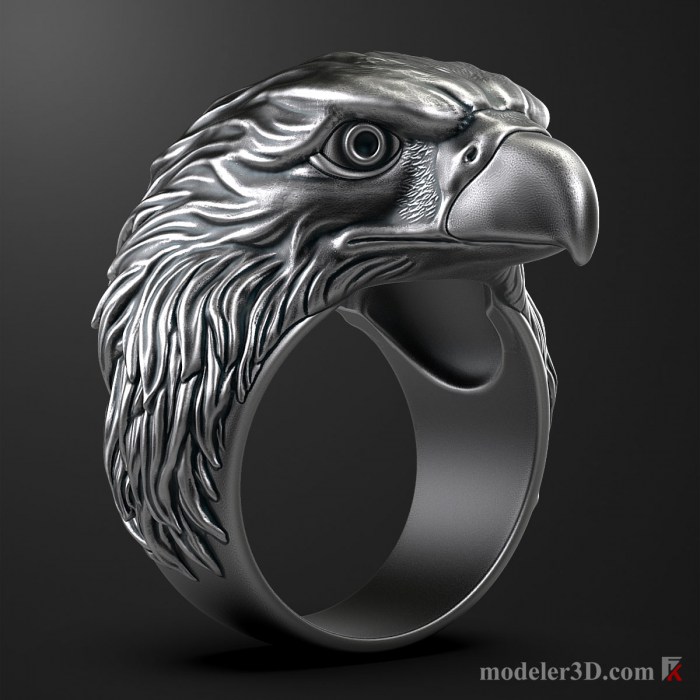 Eagle Head Ring 3D Model