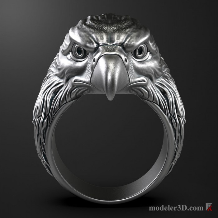 Eagle Head Ring 3D Model