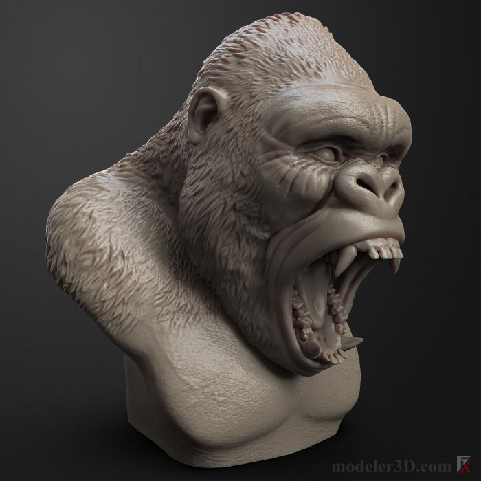 gorilla head angry 3d model