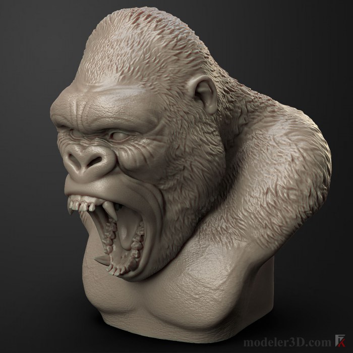 gorilla head angry 3d model