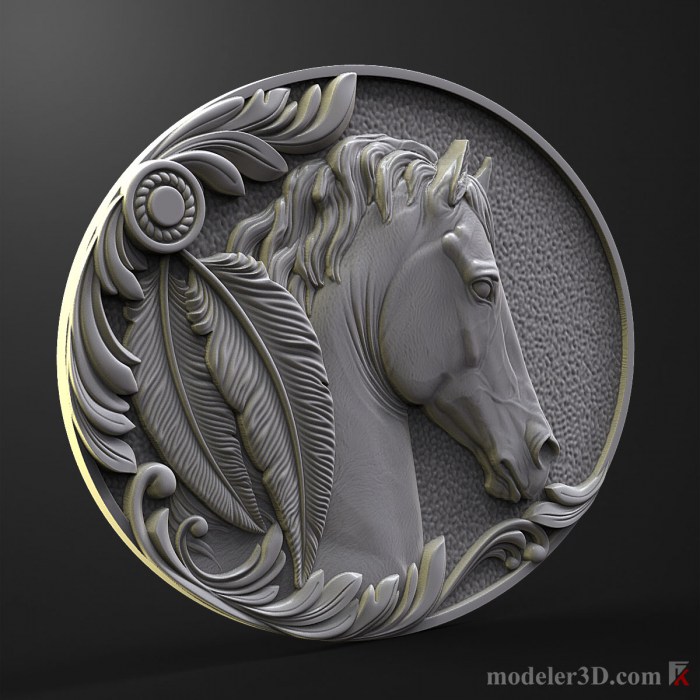 Horse Relief 3D Model for CNC