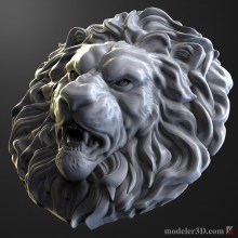 lion head bas-relief for cnc 3d model
