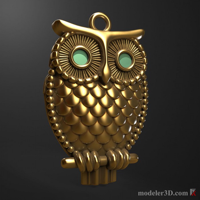 Owl Pendant 3D Model