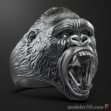 3д модель Кольцо голова гориллы
