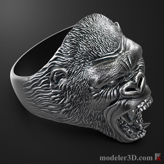 3D Model Gorilla Head Ring