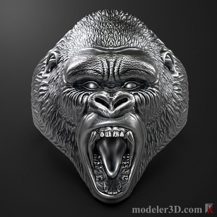3D Model Gorilla Head Ring