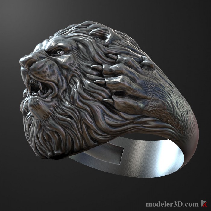 3D Model Lion Head Ring