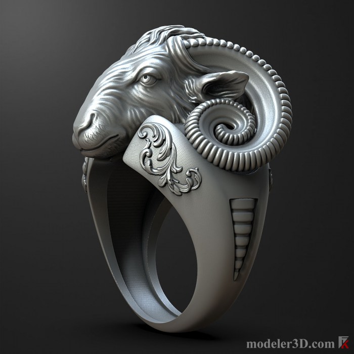Ram Head Ring 3D Model