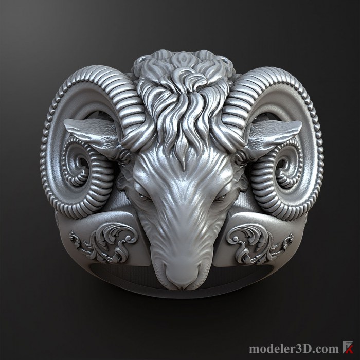 Ram Head Ring 3D Model