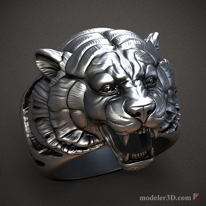 Tiger Head Ring 3D Model