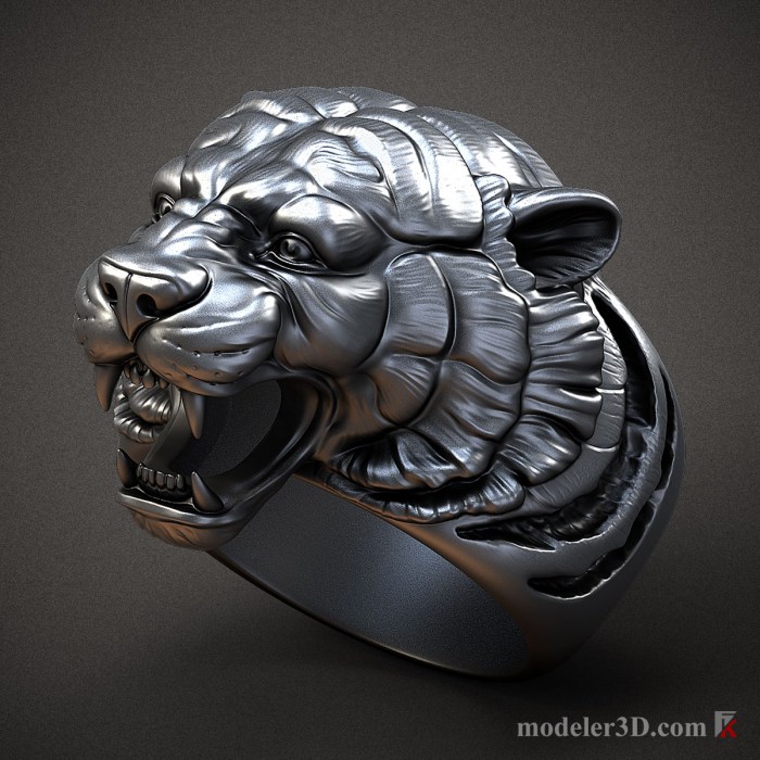 Tiger Head Ring 3D Model
