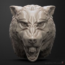 Голова Волка 3d модель для Чпу
