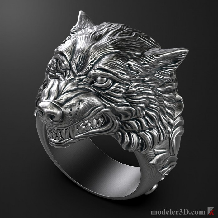 Wolf Head Ring 3D Model