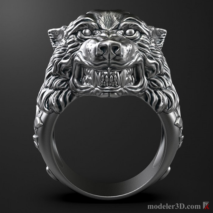 Wolf Head Ring 3D Model