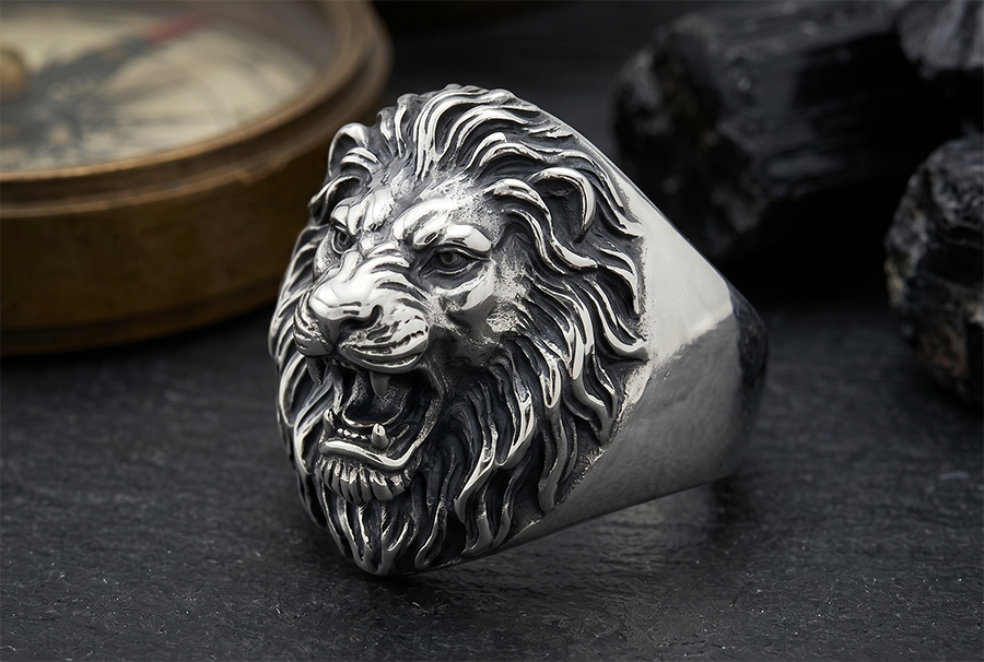 3D modeling high-end silver lion ring