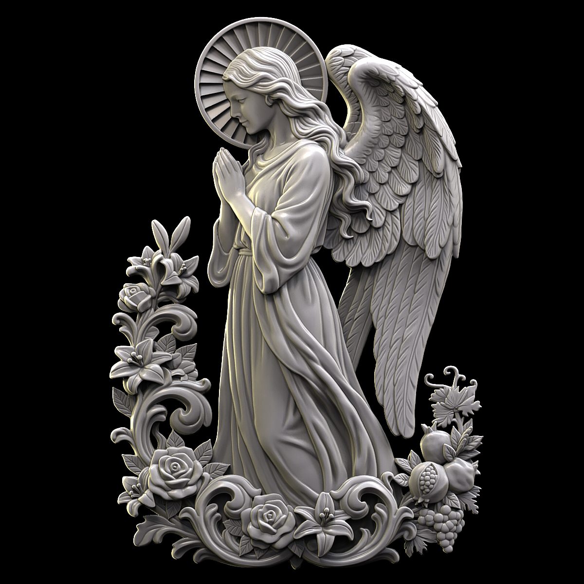 Praying Guardian Angel Relief for 3D Printing