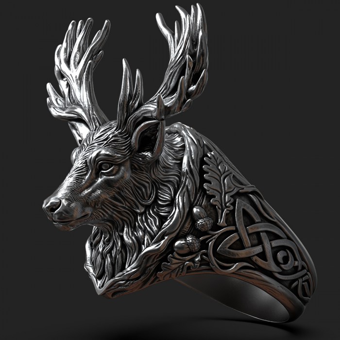 Deer Head Ring 3D Model for Printing