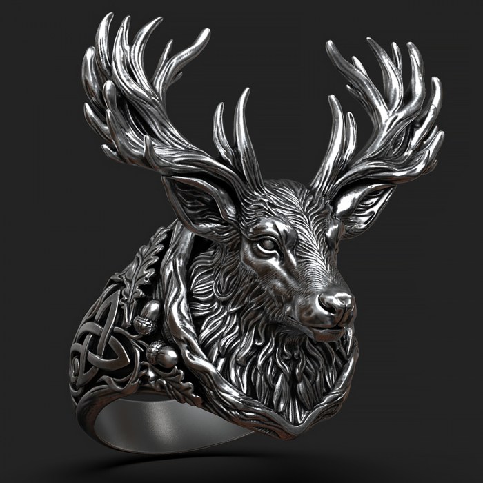 Deer Head Ring 3D Model for Printing