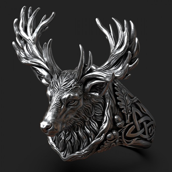 Deer Head Ring 3D Model for Printing