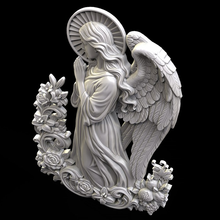 Praying Guardian Angel Relief for 3D Printing - side view