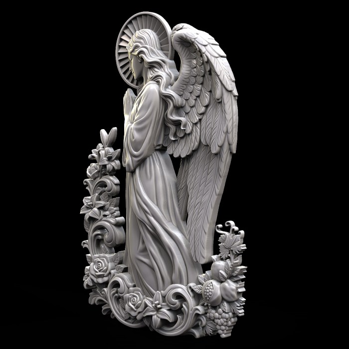 Praying Guardian Angel Relief for 3D Printing - side view