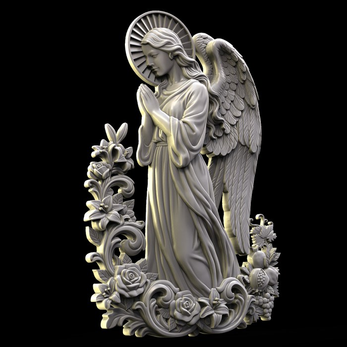 Praying Guardian Angel Relief for 3D Printing