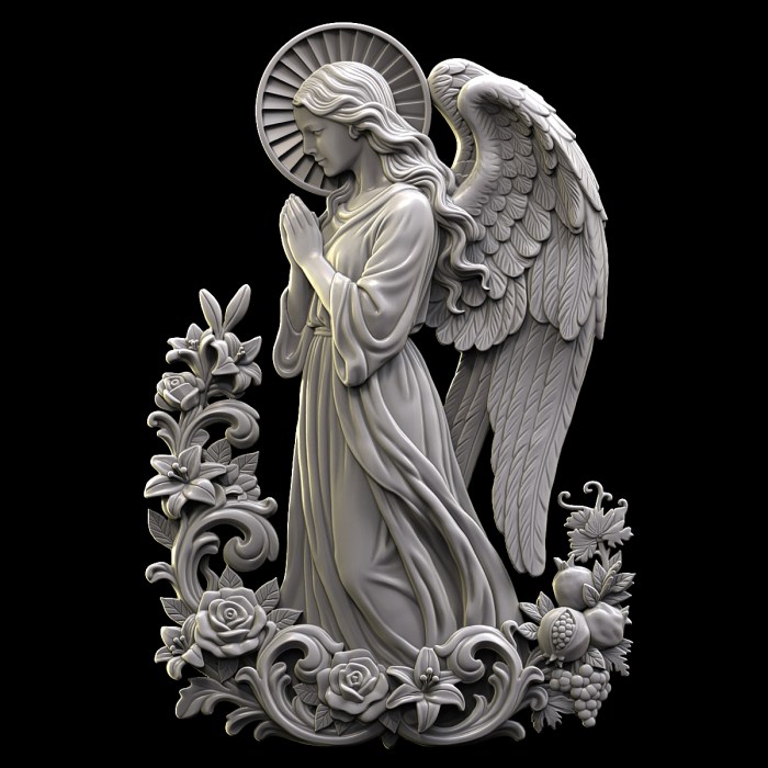 Praying Guardian Angel Relief for 3D Printing