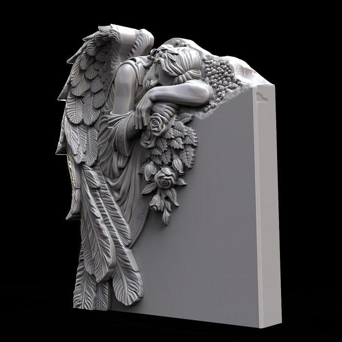 Sleeping Angel Memorial Monument 3D Model - side view