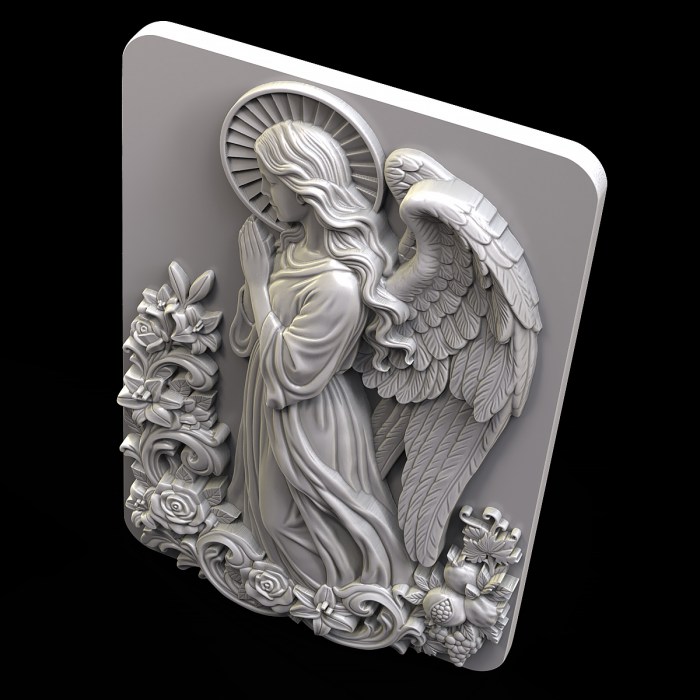 Praying Guardian Angel Relief for 3D Printing and CNC