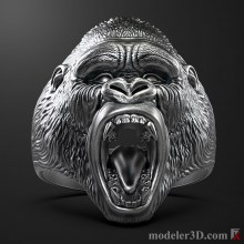 3д модель Кольцо голова гориллы
